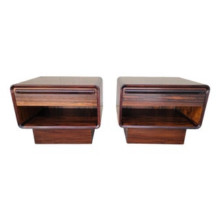 Scandinavian Modern Rosewood Nightstands by Westnofa a Pair For Sale
