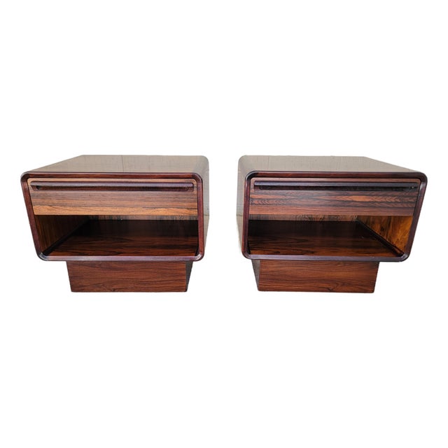 Scandinavian Modern Rosewood Nightstands by Westnofa a Pair For Sale