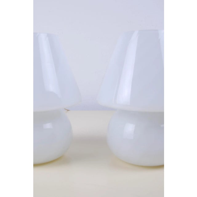 Vintage Glass Mushroom Milk Lamps, Set of 2 For Sale - Image 6 of 11