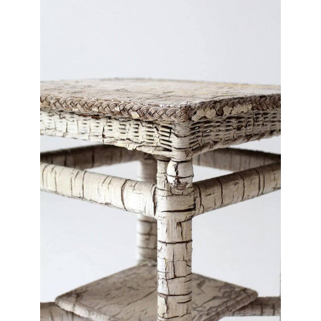 Antique Rustic White End Table For Sale - Image 10 of 13