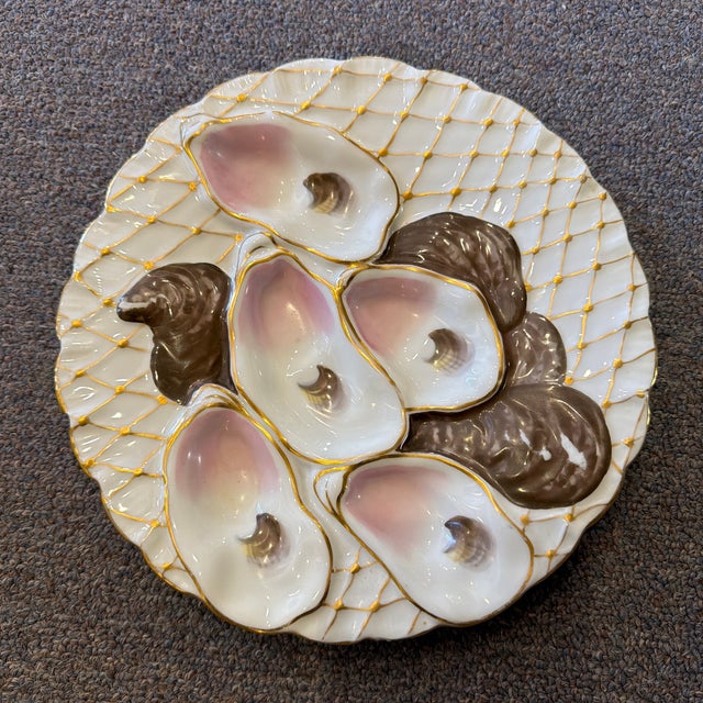 Victorian Late 20th Century Gold Net Turkey Oyster Plate For Sale - Image 3 of 12