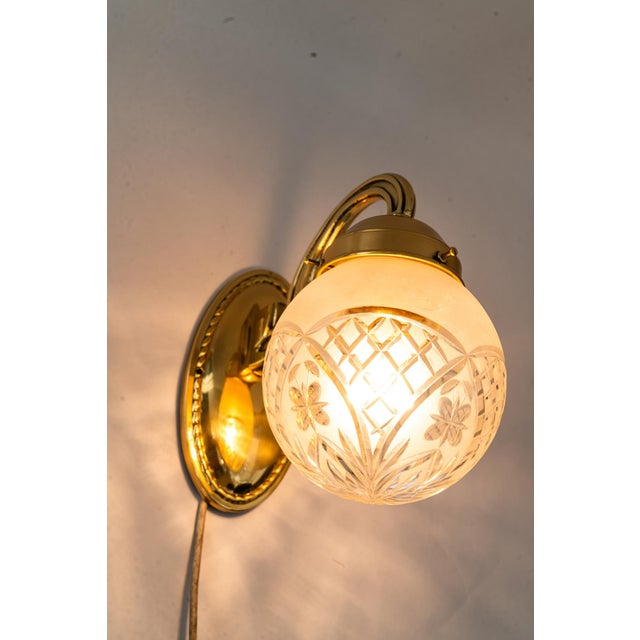 Antique Wall Lamps with Cut Glass Shades, 1890s, Set of 2 For Sale - Image 13 of 18