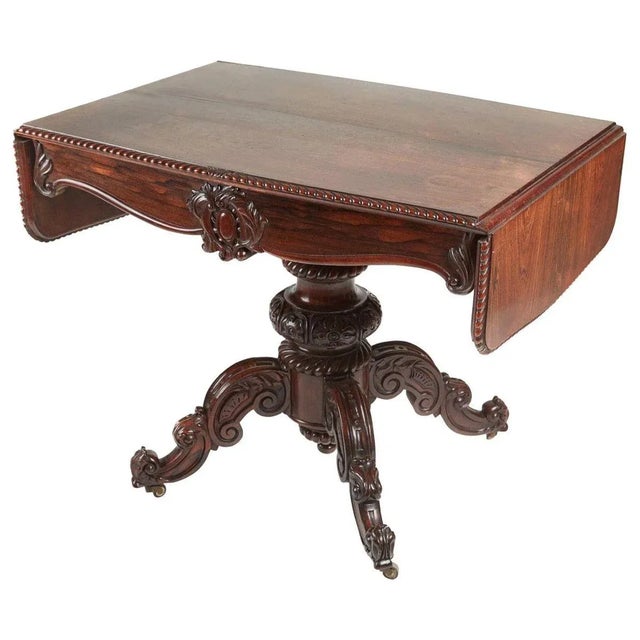 Antique Victorian Carved Rosewood Sofa Table For Sale - Image 11 of 11