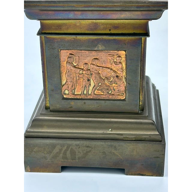 Pair of Urns on Pedestal Brass With Classical Scenes, Early 20th Century For Sale In Seattle - Image 6 of 10