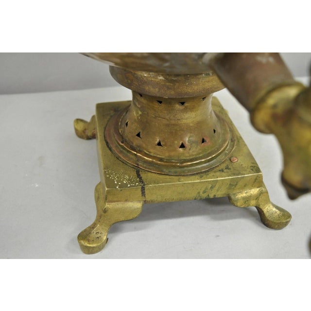 Metal Antique Middle Eastern Moroccan Giant Brass Bulbous Samovar With Handles For Sale - Image 7 of 14