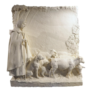 Rare Large Scale Pastoral Plaster Sculpture From Loriol-Du-Comtat, France, 1914