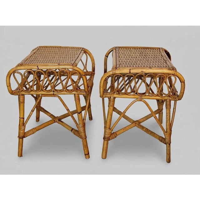 Boho Chic Bamboo Bedside Tables, 1960s, Set of 2 For Sale - Image 3 of 14