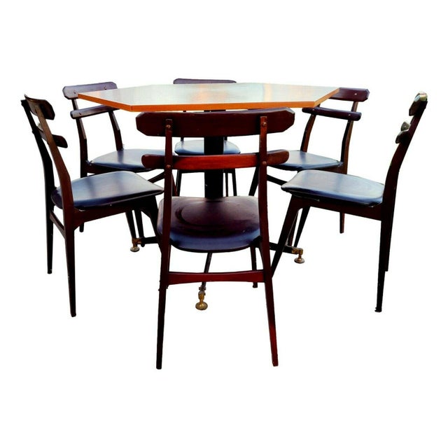 Danish Chairs and Table by Ignazio Gardella for Azucena, 1960s, Set of 7 For Sale - Image 3 of 9