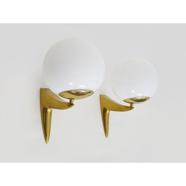 Vintage Wall Lights in Brass and Opaline Glass, 1980s, Set of 2 For Sale - Image 11 of 11