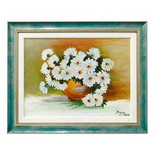 Branca, Jar with Daisies, Oil on Canvas, Framed For Sale