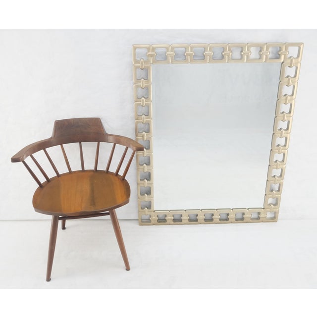 1990s Pair of Silvered Chain Link Style Frames Rectangle Decorative Wall Mirrors For Sale - Image 5 of 7