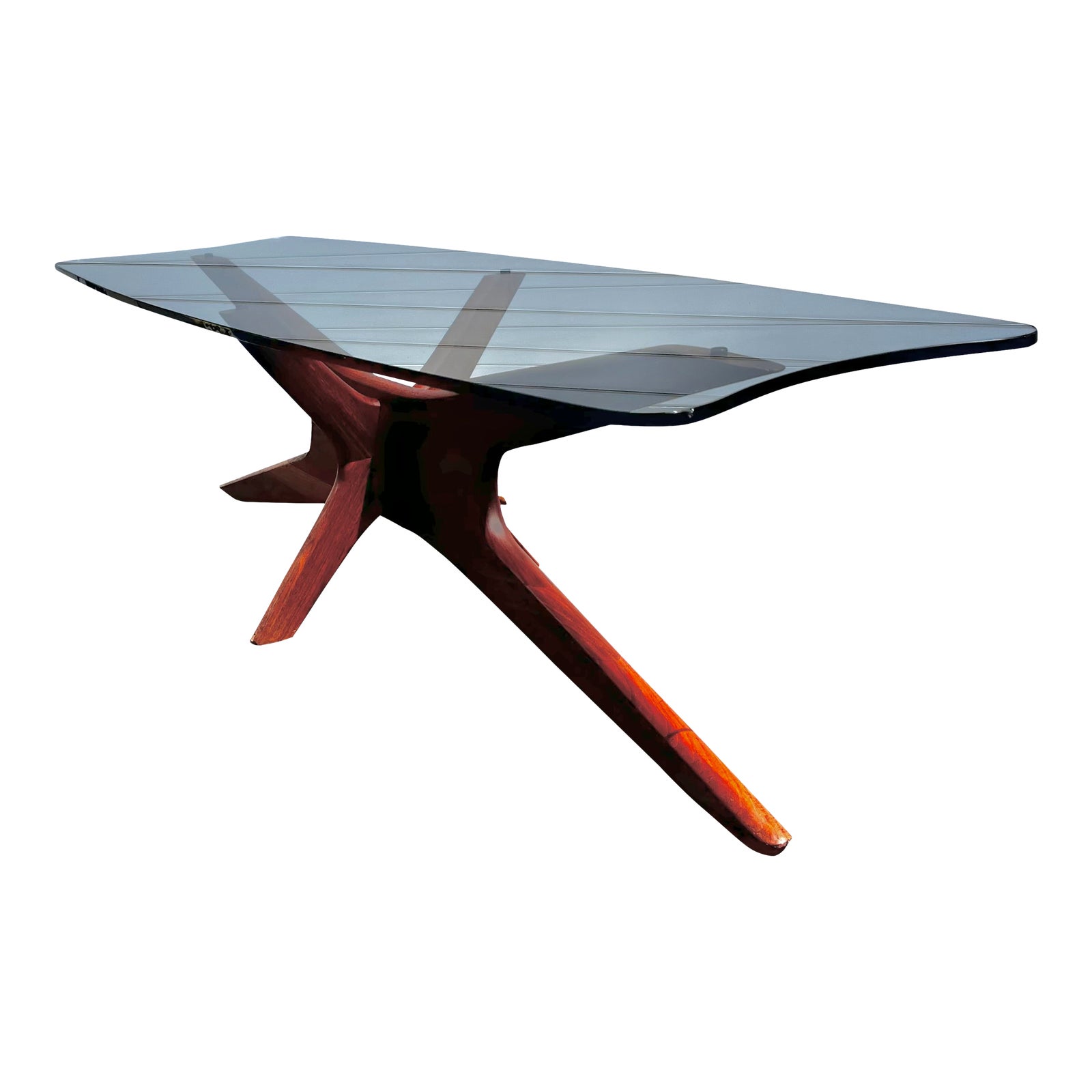 Mid Century Modern Sculpted Jacks Coffee Table With Stingray Glass
