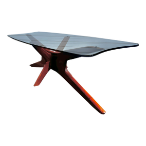 Mid Century Modern Sculpted Jacks Coffee Table With Stingray Glass Top | by Adrian Pearsall