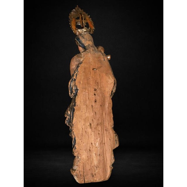 Renaissance Style Carved Wood Virgin and Child, 1500s For Sale - Image 6 of 7