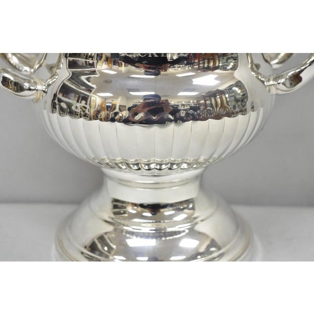 Metal Vintage Silver Plated Trophy Cup Urn Champagne Chiller Ice Bucket Engraved For Sale - Image 7 of 17
