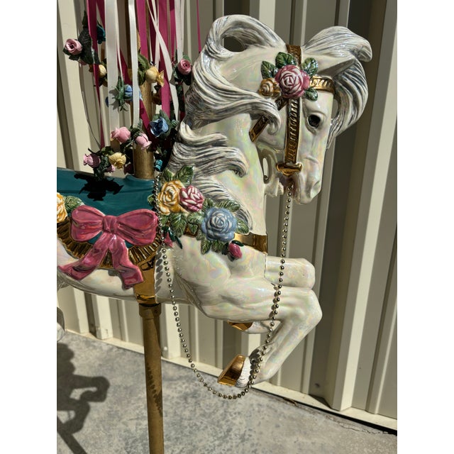 Vintage 1980s Life Size Carousel Horse Art on Decorative Stand Chairish