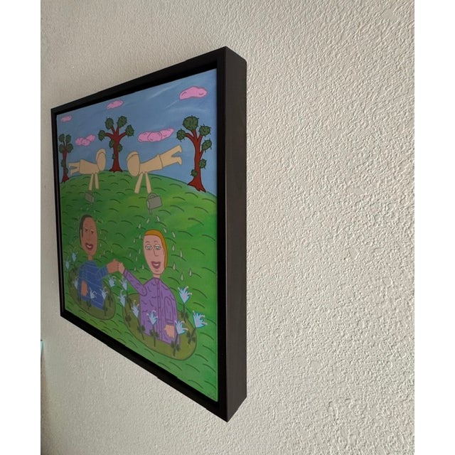 Original Acrylic Folk Art Painting From Renowned Key West Artist 'Just Us' For Sale - Image 9 of 9