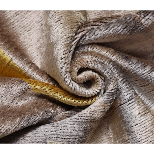Mid-Century Modern Taupe & Gold Silk Velvet Pillow 20x20 | Handmade Organic Modern Accent Cushion For Sale - Image 3 of 8