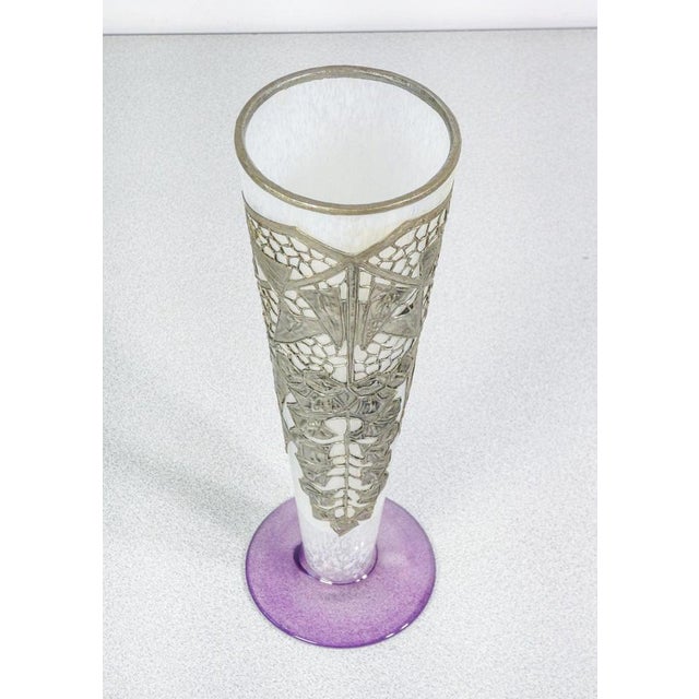 Art Nouveau Blown Glass and Metal Vase, 1910s For Sale - Image 5 of 8