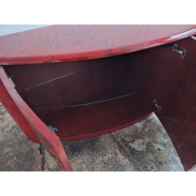 Brown Italian Convex Sideboard in Lacquered Parchment by Aldo Tura For Sale - Image 8 of 17