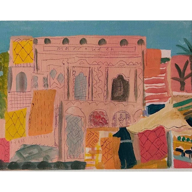 Wood 2024 “Fabrics in Marrakech” Painting in Antique Frame For Sale - Image 7 of 7