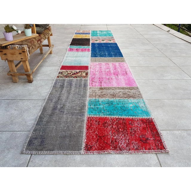 Red 1960s Multicolour Handmade Wool Runner For Sale - Image 8 of 10