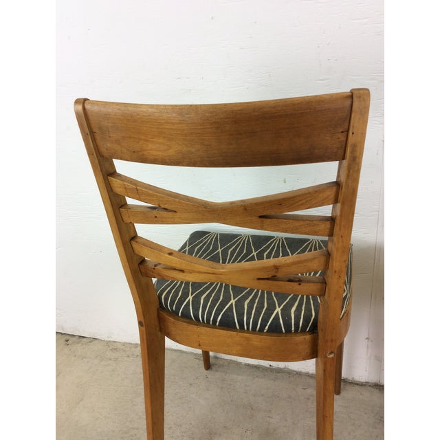 Heywood-Wakefield Pair of Mid Century Modern Dining Chairs by Heywood Wakefield With Newer Upholstery For Sale - Image 4 of 12