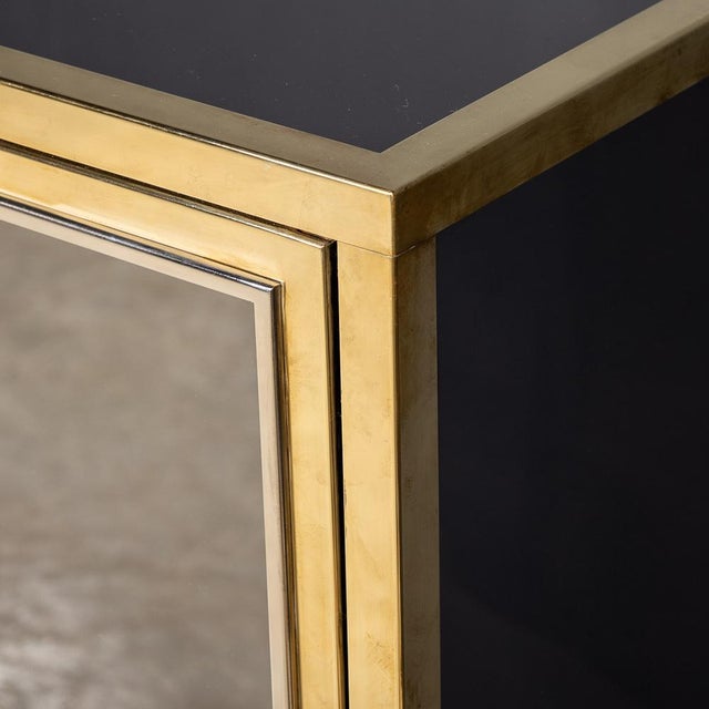 Vintage Mirrored Sideboard in Brass by Michel Pigneres, 1970 For Sale - Image 13 of 16