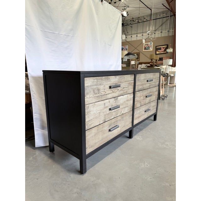 A beautifully composed Ethan Allen Merrick double dresser blending rustic texture with clean modern design. This...