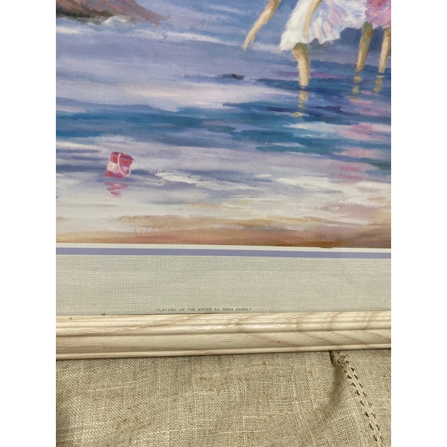 Sky Blue 1990s Nora DeBolt Coastal Beach Lithographs in Light Wood Frames, 1992 - a Pair For Sale - Image 8 of 12