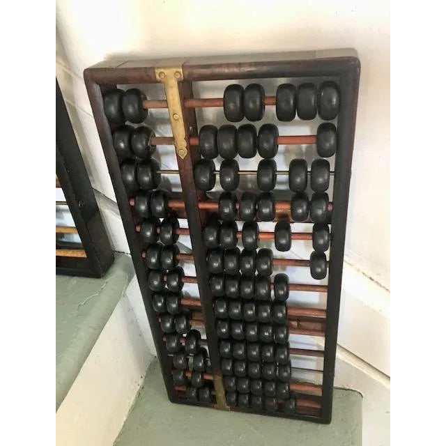 Wood Two Vintage/Antique Abacus W/Brass Detail For Sale - Image 7 of 11