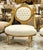 French Louis XVI Style Armchair – Cream Velvet Tufted Chair With Gold Leaf Frame For Sale In Miami - Image 6 of 6