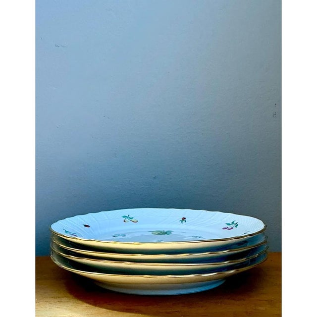 Vintage Richard Ginori Italian Floral and Fruit Porcelain Plates - Set of 4 For Sale - Image 10 of 12