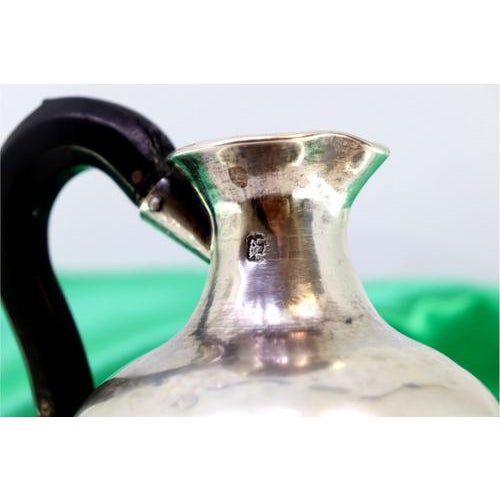 Rounded Silver Wine Jug with Chestnut Wood Handle For Sale - Image 3 of 8