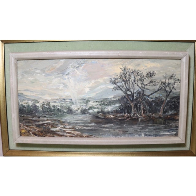 Up for sale is a vintage original Heinz Stoecker storm landscape oil painting on board. It's painted with a lovely...