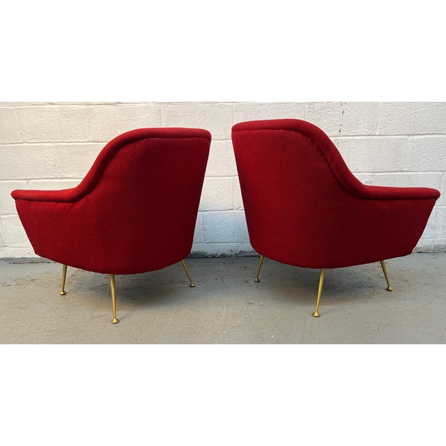 Pair of Mid-Century Style Burgundy Lounge Chairs For Sale - Image 11 of 12