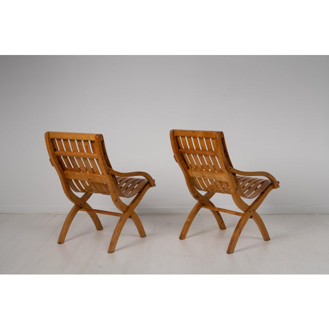Set of 20th Century Swedish Grace Bare Wood Armchairs For Sale - Image 6 of 12