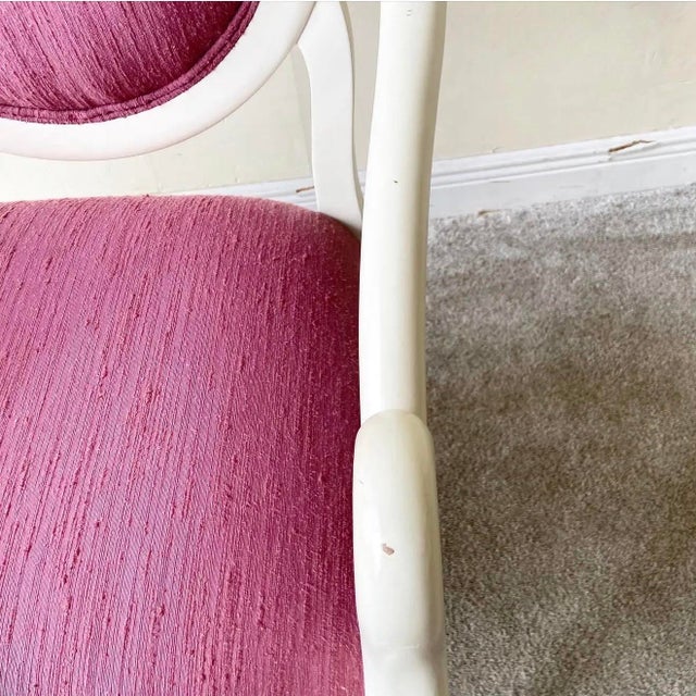 1980s Postmodern Casa Bique Swan Dining Chairs | Set of 6 in Ivory & Raspberry Pink For Sale - Image 10 of 11