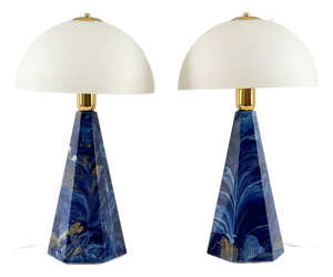 Vintage Prisma Table Lamps with Marble Shades, Italy, 2000s, Set of 2
