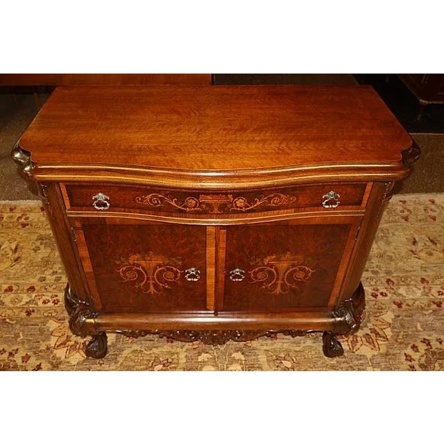 1920's French Louis XV Style Walnut Inlaid Commode Chest Server By Rockford Dimensions : 44" Wide X 22" Deep X 35" Tall...