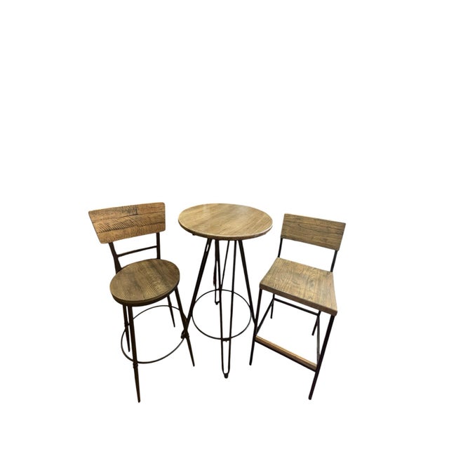Bring the warmth of reclaimed wood together with the clean lines of industrial iron in this charming three-piece bistro...