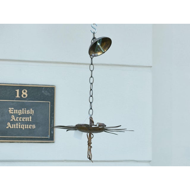 Mid 20th Century Mid 20th Century Spanish Midcentury Gilt Metal Sunburst Light Fixture with Wavy Rays For Sale - Image 5 of 12