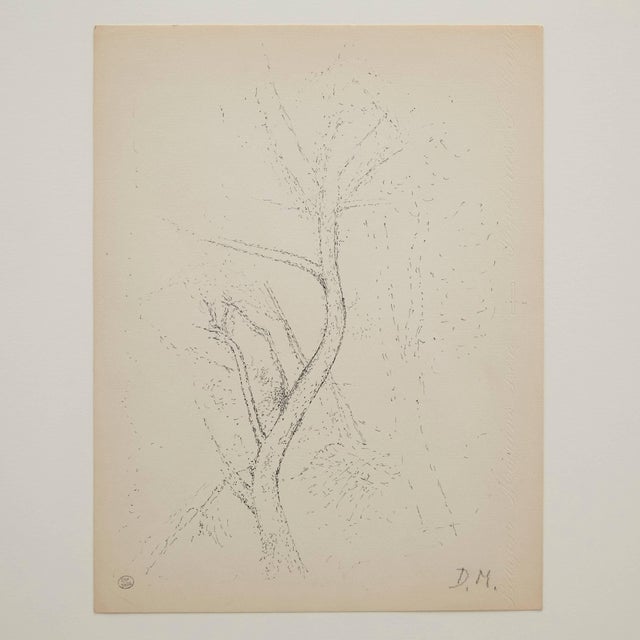 Pointillist composition by Dora Maar. Authenticity stamp of the auction that took place in 1998 in Paris. Black ink on...