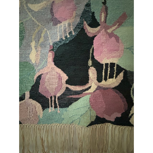 1970s Handwoven Wool Tapestry Floral For Sale - Image 4 of 5
