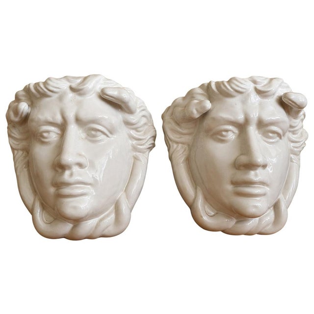 Ceramic White Glazed Ceramic Wall Planters, 1950s, Set of 2 For Sale - Image 7 of 7