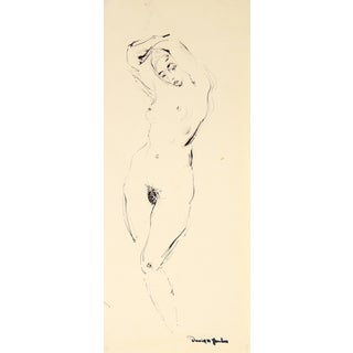 Contrapposto Female Nude in Ink 1948 For Sale