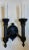19th C Style Empire Black Neoclassical Corinthian Column 2 Lite Wall Sconce PRICED EACH.