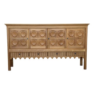 Oak Brutalist Sideboard by Henning Kjærnulf for Nyrup Møbelfabrik, 1960s For Sale