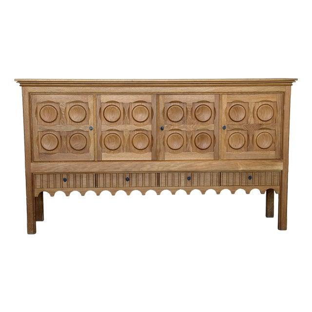 Oak Brutalist Sideboard by Henning Kjærnulf for Nyrup Møbelfabrik, 1960s For Sale