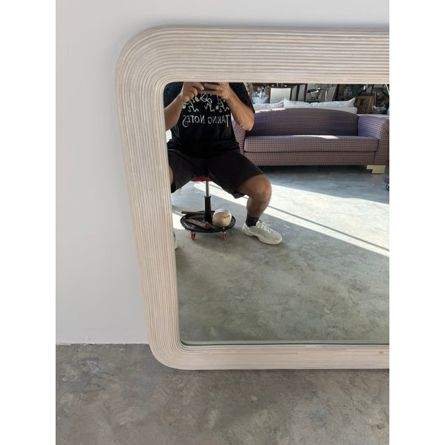 Contemporary 1970’s Vintage Gabriella Crespi Style Pencil Reed Wall Mirror For Sale - Image 3 of 10